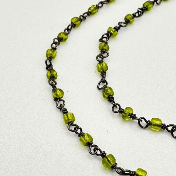 Citrine and Green 90s Era Beaded Choker Necklace - Picture 5 of 7